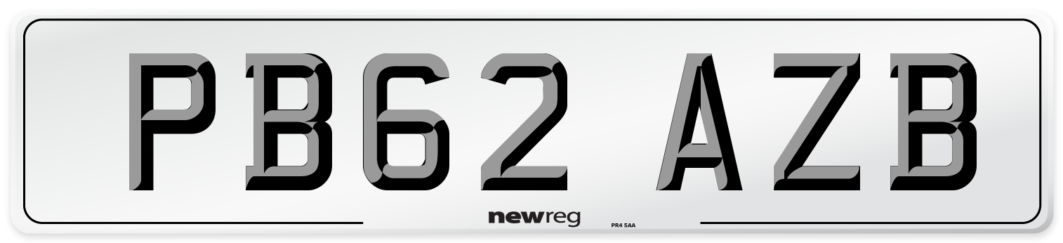 PB62 AZB Number Plate from New Reg